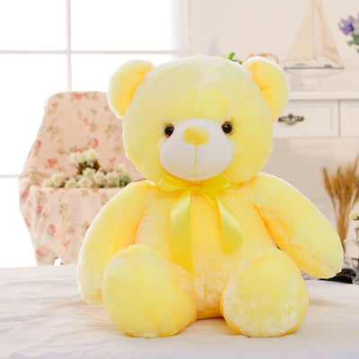 50cm Creative Light Up LED Teddy Bear Stuffed Animals Plush Toy Colorful Glowing   Christmas Gift for Kids Pillow